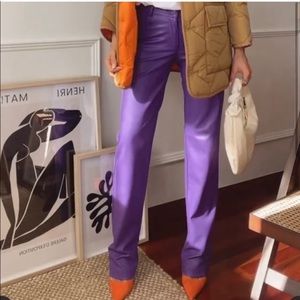 Purple leather Zara pants
